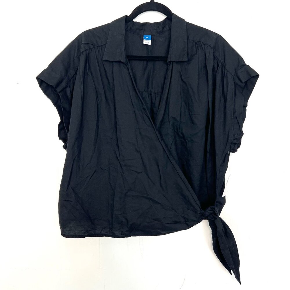 NWT Old Navy Wrap‎ Top Black Cotton Dolman Sleeve XXL